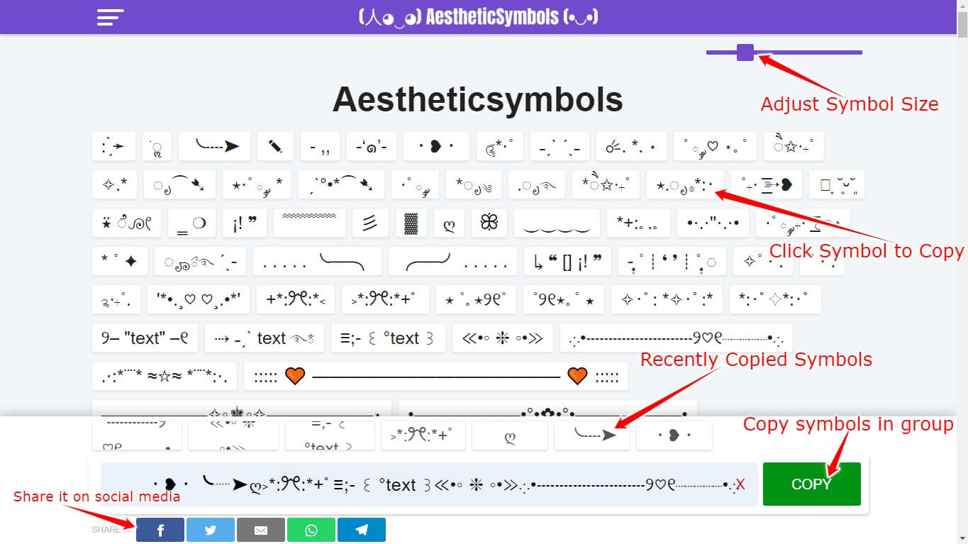 How to use Aesthetic Symbols website on Laptop/Desktop